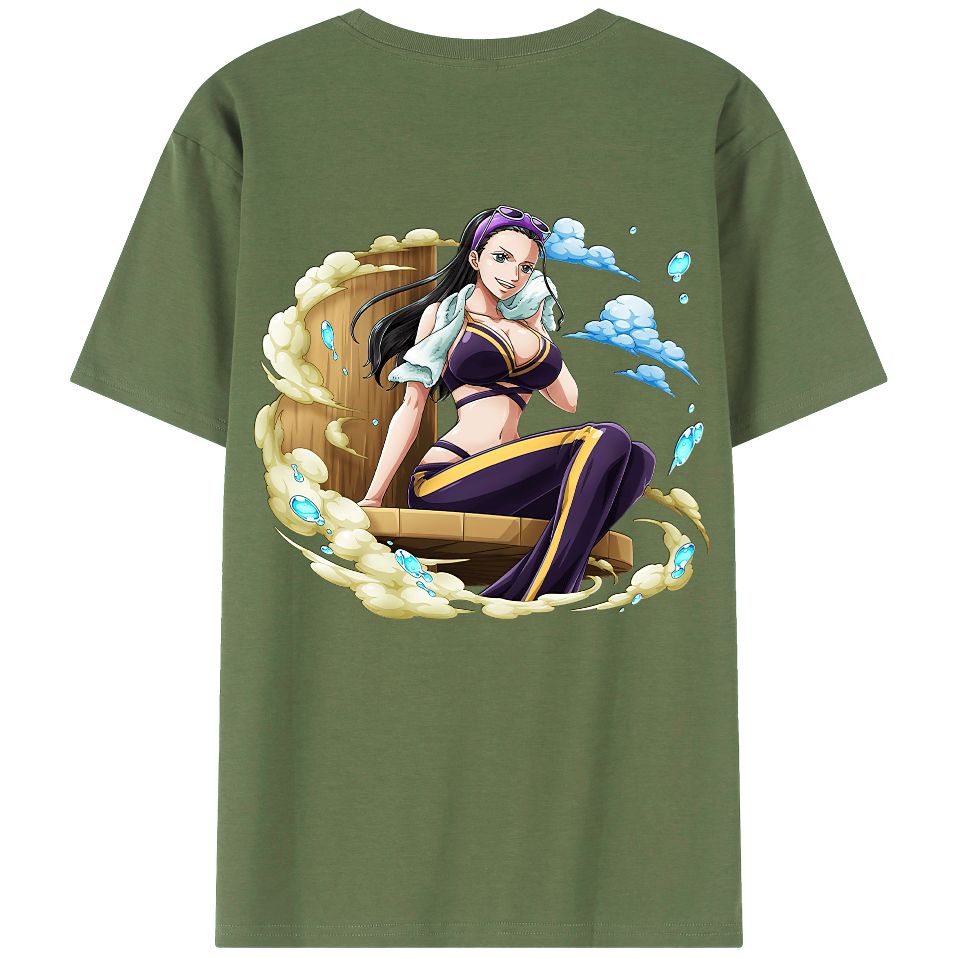 ワンピース ニコ・ロビン ONE PIECE Nico Robin 綿100％ メンズ半袖Tシャツ（バックプリント） 通気性